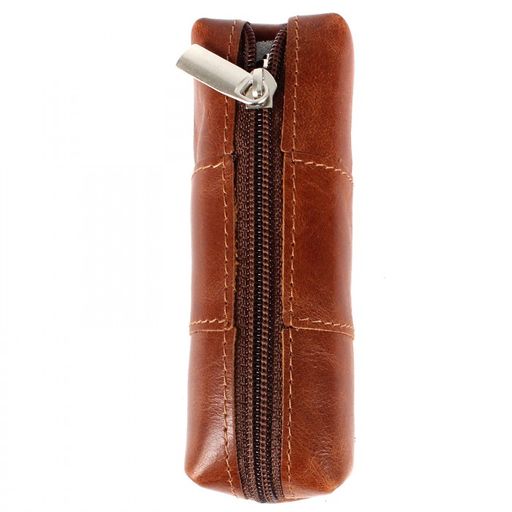 Футляр для ключей Premier-К-25 (бочонок, на молнии) натуральная кожа коричневый пулл-ап (40) 204890  фото 2