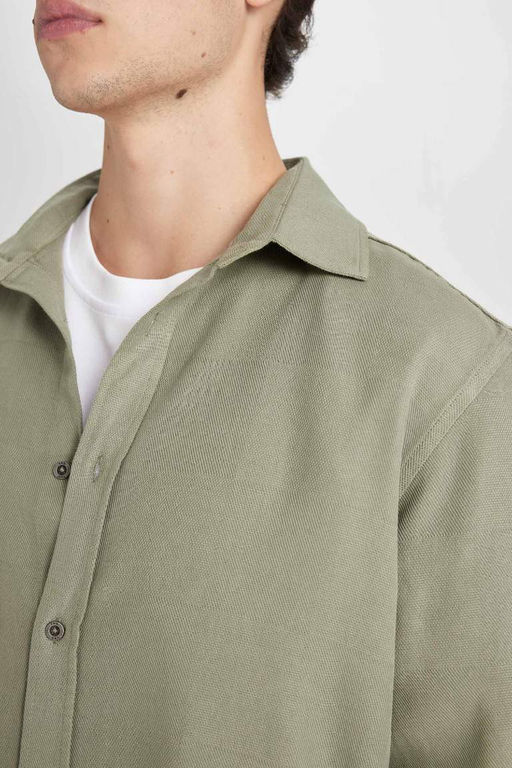 Хлопковая рубашка обычного кроя с длинными рукавами - Defacto фото 5