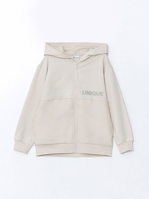 Kap??onlu Erkek ?ocuk Fermuarl? Sweatshirt