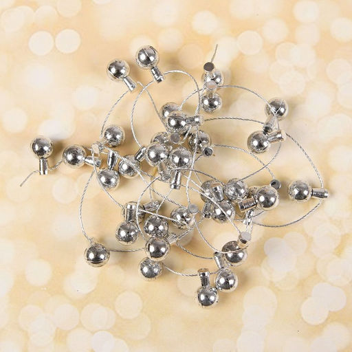 Миниатюра кукольная «Гирлянда - шарик» длина 1 метр, игрушка: 1.5×0.8 см, серебряный