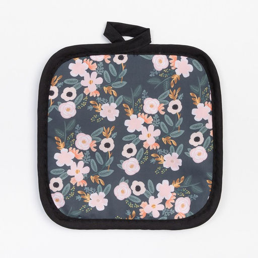 Кухонный набор 2 прихватки Доляна Цветочки , прихватка 17х17 см, варежка 24х18 см, 100% п/э  фото 4