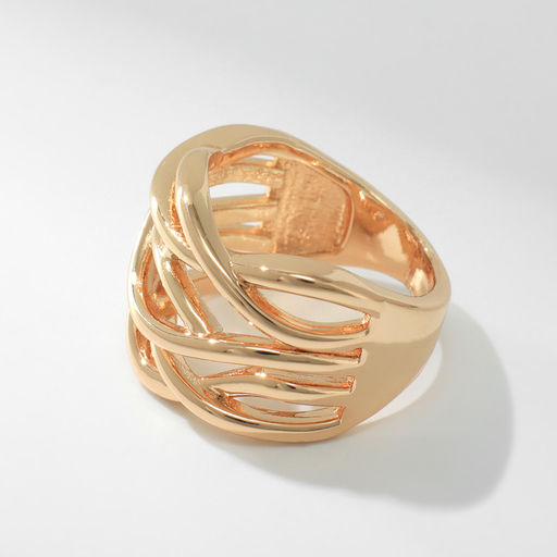 Кольцо металл Тренд тройное переплетение, цвет золото, размер 17