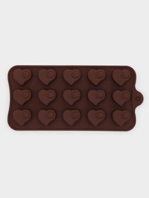 Форма для конфет и шоколада Доляна Сердцеедка, силикон, 21.5?11?1.5 см, 15 ячеек, коричневая