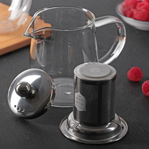 Чайник стеклянный заварочный с металлическим ситом «Квадро», 350 мл