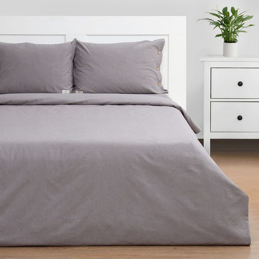 Постельное бельё Этель Denim евро, 200х220см, 220х240см, 50х70-2шт, цвет серый, жатый хлопок, 140 г/м2  фото 8