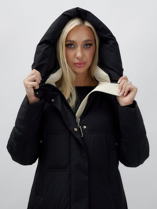 Пальто зимнее MTFORCE 9625Ch женское черное утеплитель 270 г/м²  фото 7