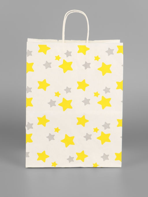 Цена за 10 шт. Пакет подарочный крафтовый «Звёзды», 28.5 х 22 х 13 см