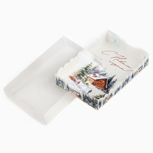 Цена за 5 шт. Коробка новогодняя для макарун «С Новым годом», 18×12×3.5 см