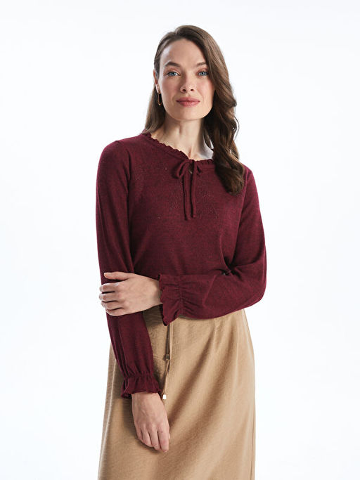 Ba?lamal? Yaka Nak??l? Kad?n Bluz