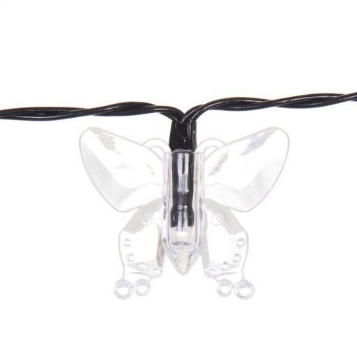 Гирлянда для улицы "Бабочка" 3 м 20 ламп LED чёрный провод, 2 реж.,IP-55, Теплый белый (солнечная батарея)