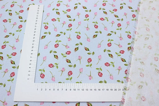 Поплин Премиум (Digital) Изящные розочки цв.св.небесно-голубой, ш.1.45м, хлопок-100%, 130гр/м.кв - Купава фото 5