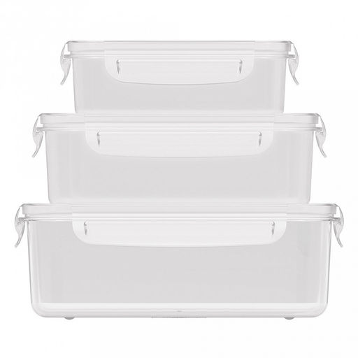 Контейнер для продуктов пластмассовый "Прайм" набор 3шт: 0,5л, 1л, 1,5л, подходит для СВЧ (Россия)