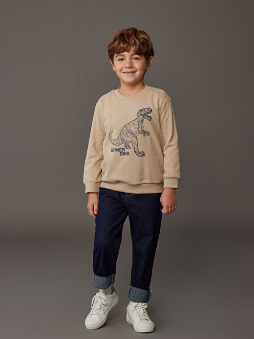 Bask?l? Erkek ?ocuk Sweatshirt 2li