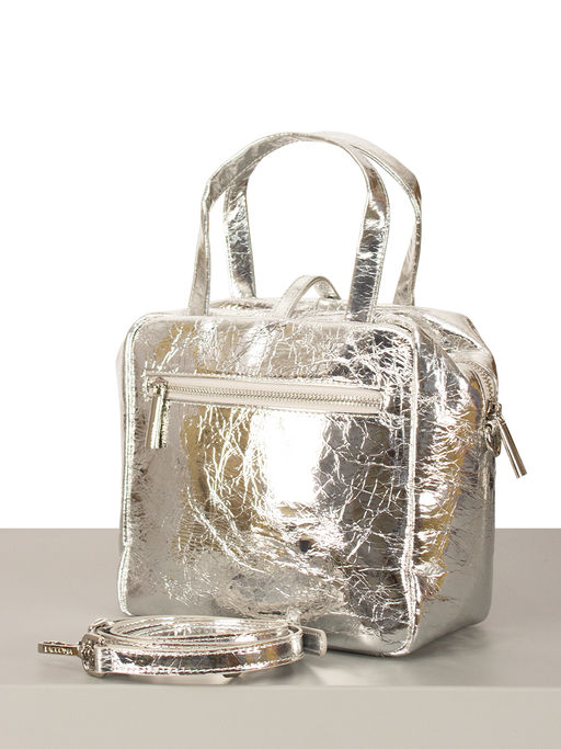 LACCOMA сумка НИ6113-серебристый натуральная кожа хлопок