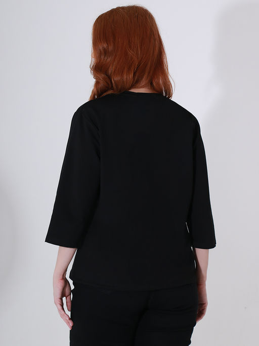 Блузка принт кошка со стразами - Almond фото 4