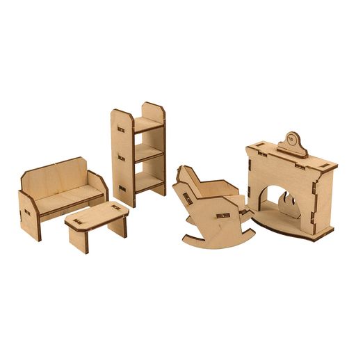 Заготовка для декорирования Mr. Carving ВД-492 Набор мебели и аксессуаров фанера 0.3 см Гостиная 6 предметов фото 3