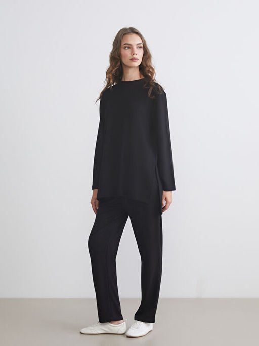 Bisiklet Yaka Oversize Kad?n Sweatshirt Tunik