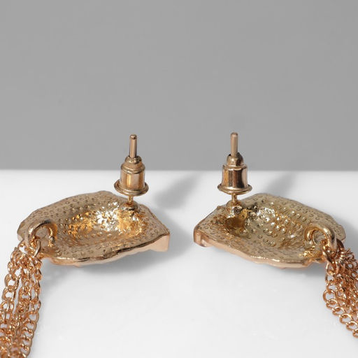 Серьги висячие Тигр цепочки, цвет золото, 12см - Queen fair фото 2