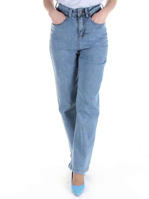 3011 BLUE Джинсы-трубы женские - Фабричный китай фото 2