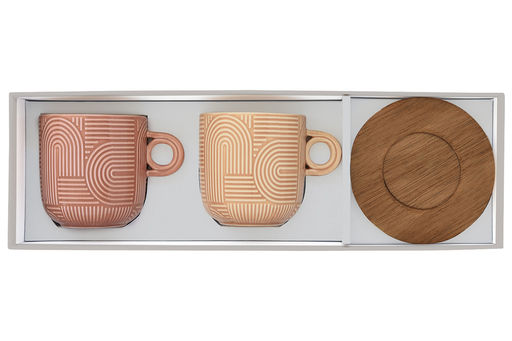 Набор чашек Радуга, бежевая, коричневая, 0,25 л, 2 шт - Easy life фото 3