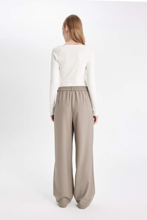 Широкие брюки стандартной длины с высокой талией и двойными карманами - Defacto фото 6