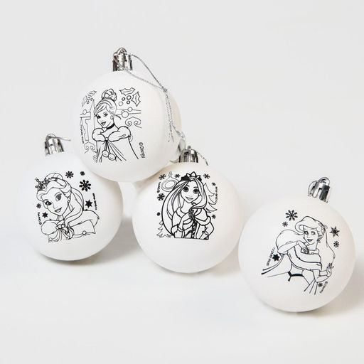 Ёлочные шары под раскраску на новый год «Принцессы», 4 шт., d=5.5 см, набор для творчества
