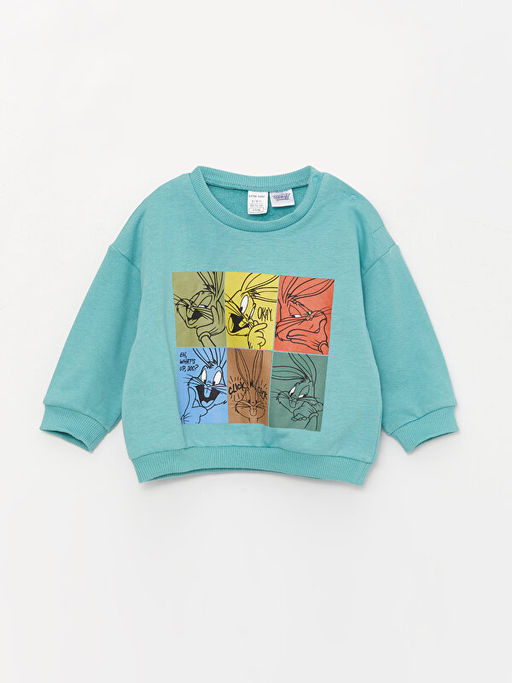 Bisiklet Yaka Bugs Bunny Bask?l? Erkek Bebek Sweatshirt ve E?ofman Alt 2li Tak?m - Waikiki фото 2