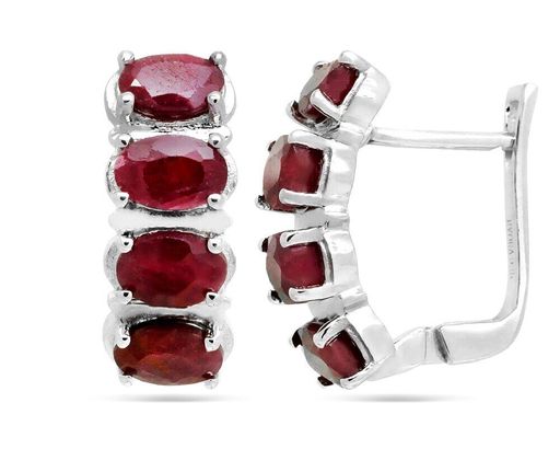 Серьги из серебра рубин корунд, Киноа