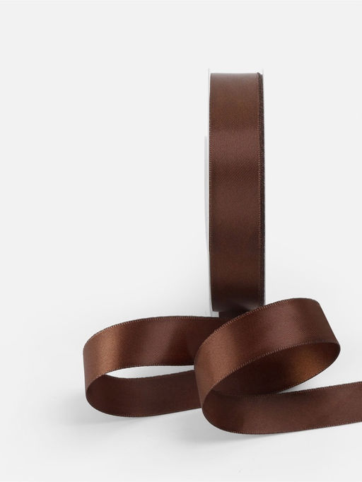 Лента атласная TEIRA, двухсторонняя, 20 мм, 25±1 м, коричневая №0850