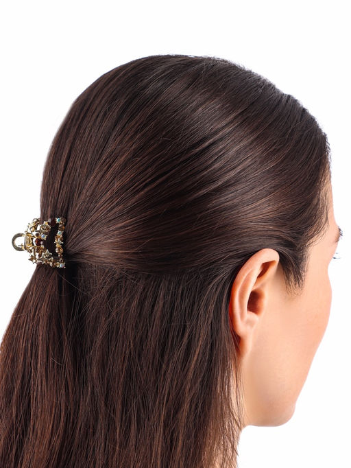 Цена за 6 шт. Крабик для волос «Селена галант», дуга, 3 см, золото