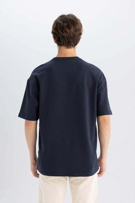 Базовая футболка свободного кроя с круглым вырезом и короткими рукавами - Defacto фото 7