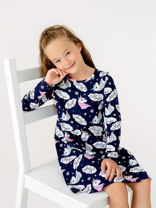 Платье Эля синий единороги - Sovalina фото 4