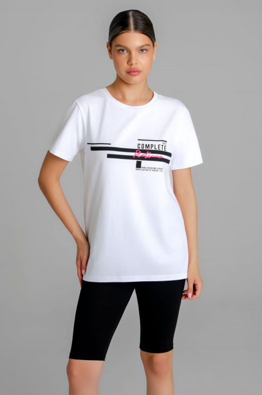 Арт. 5728 Костюм с велосипедками 42-50 (5 шт) Цвет:верх- белый, низ- черный - Калинка фото 10