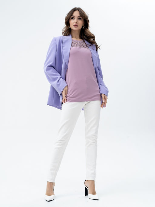 ВИДЕООБЗОР. Футболка с кружевом . 180-14,сухая роза - Binita фото 5