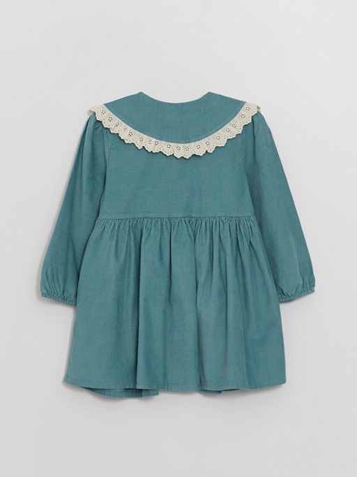 Bebe Yaka Uzun Kollu K?z Bebek Kadife Elbise - Waikiki фото 3