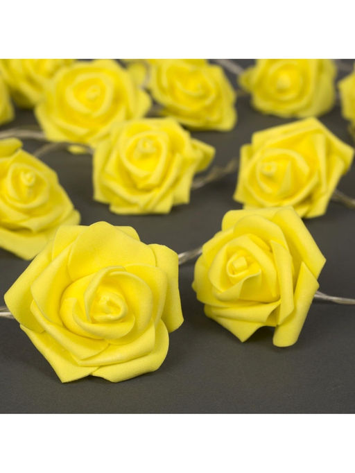 Гирлянда Нить 5 м с насадками Розы жёлтые, IP20, прозрачная нить, 20 LED, свечение тёплое белое, 220 В - Luazon lighting фото 6