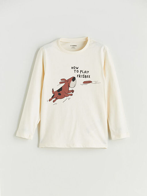 Bask?l? Erkek ?ocuk Pijama Tak?m?