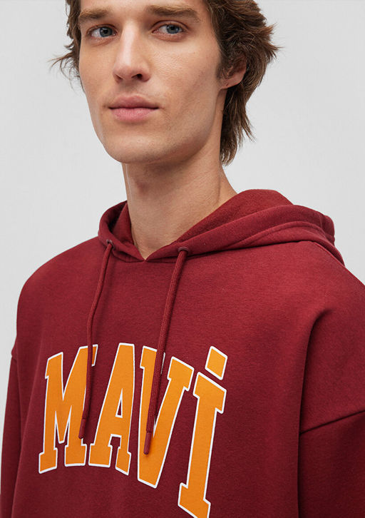 Mavi Logo Bask?l? Bordo Kapusonlu Sweatshirt  фото 5
