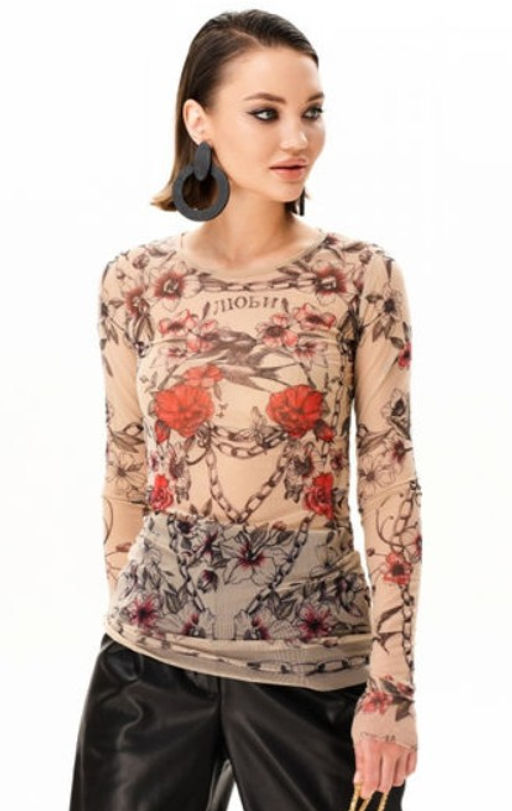 Лонгслив из сетки с круглым вырезом 457.4 - Sahar art lab фото 13