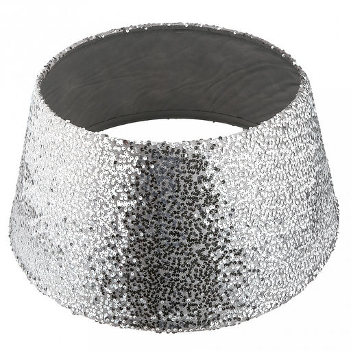 Юбка под елку новогоднюю "Новогодняя ночь" д40см, h25см, основание д56см, текстиль, металлический каркас, пайетки, серебряный (Китай)