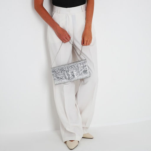 Сумка-клатч на клапане, цвет серебряный - Simaland фото 6