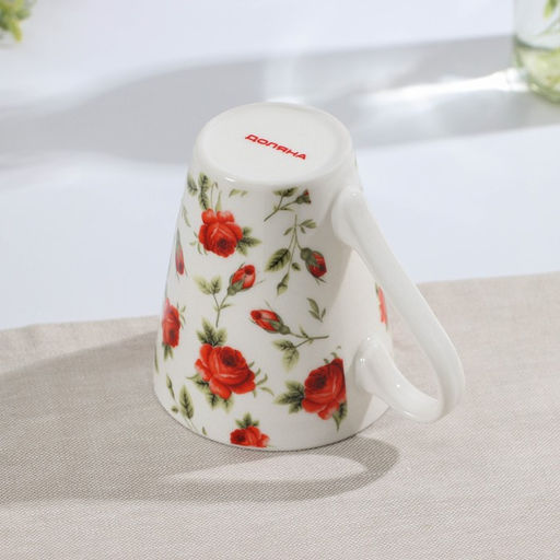 Кружка фарфоровая Доляна Цветочный принт, 260 мл фото 3