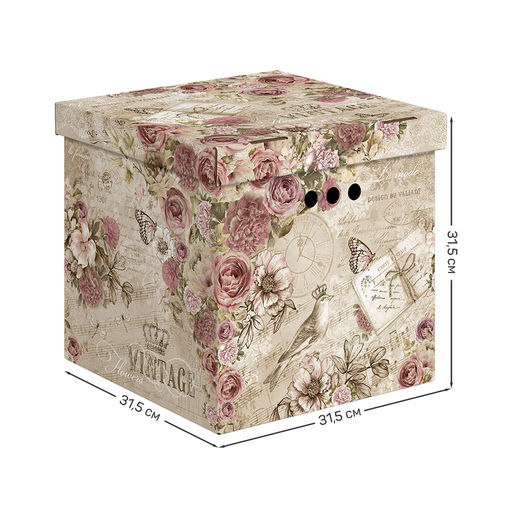 Короб картонный, квадратный, 31.5*31.5*31.5 см, набор 3 шт., VINTAGE FLOWERS, шт - Valiant фото 2