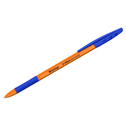 Цена за 5 шт.Ручка шар. Berlingo "Tribase grip orange" (CBp_70960) синяя, 0.7мм., грип