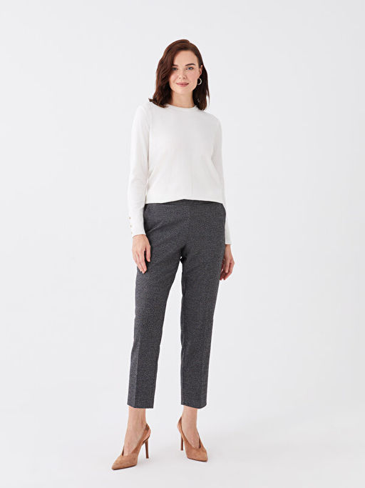 Beli Lastikli Ekose Kad?n Pantolon