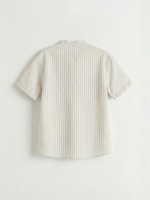 Hakim Yaka K?sa Kollu ?izgili Erkek ?ocuk G?mlek