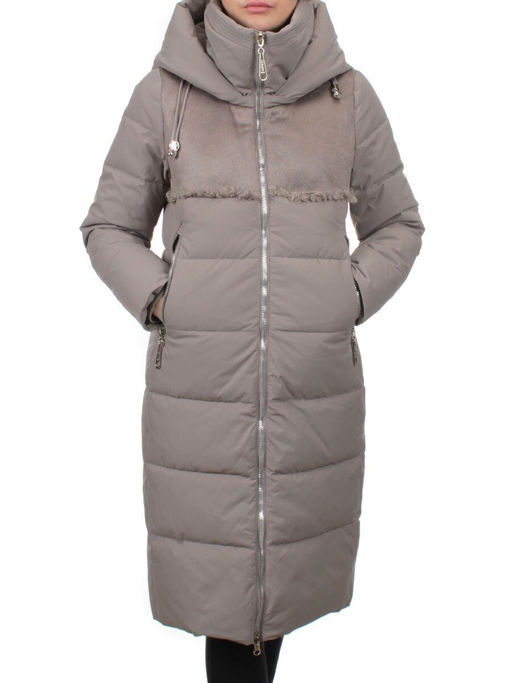 23-636 GRAY/BEIGE Пальто зимнее женское (холлоффайбер 150 гр., искусственная дубленка) - Fashion фото 3