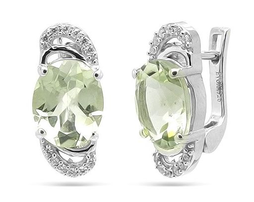 Серьги из серебра зеленый аметист, Агнис