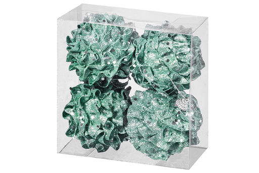 Набор 4 новогодних шаров 8х8 см Шишка зелёная в серебре - Elan gallery фото 7