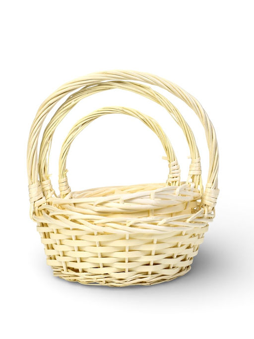 Корзина плетёная для хранения Rama, с ручкой, бежевая, набор 3 шт.